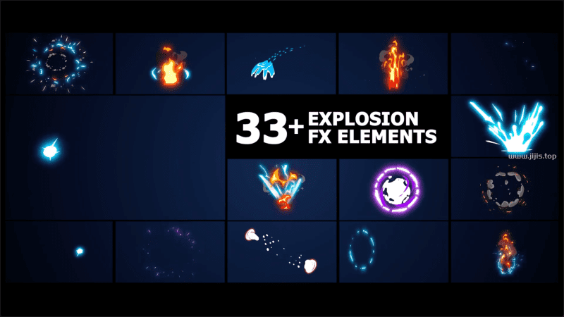 FCP发生器-33种卡通动漫发光动画元素包Action Elements Pack-兄弟自己人