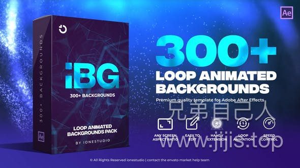 AE&PR脚本-300组抽象霓虹灯粒子背景图案循环动画预设 iBG Loop Backgrounds-兄弟自己人