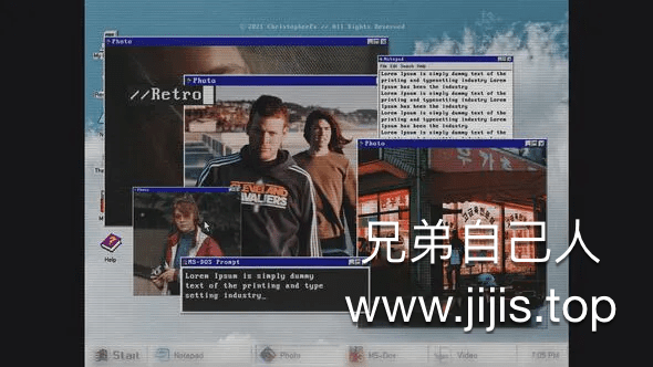 AE模板-复古仿Windows 95系统窗口介绍 Retro Intro – Windows 95 Style-兄弟自己人