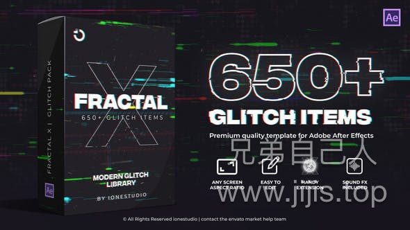 AE脚本-650种数字损坏干扰失真故障效果预设包 FRACTAL X | 650+ Glitch Pack-兄弟自己人