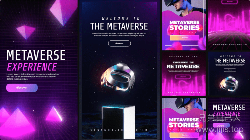 FCP发生器-4款抖音竖屏元宇宙风格展示 Metaverse Stories and Posts-兄弟自己人