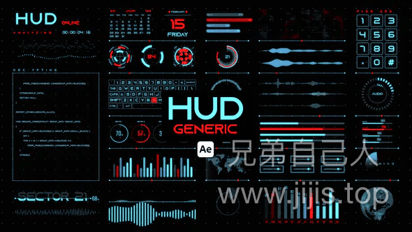 AE\PR预设-科幻HUD虚拟屏幕元素图形科技未来包-兄弟自己人