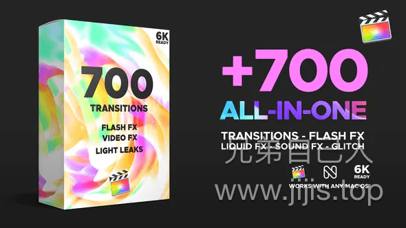 FCPX转场-700个炫酷无缝转场预设包 Transitions for Final Cut Pro X & Apple Motion-兄弟自己人