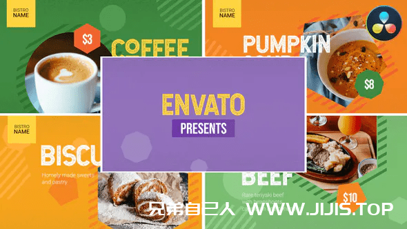 达芬奇-餐厅食物价格图片视频展示模板 Food Menu for DaVinci Resolve-兄弟自己人