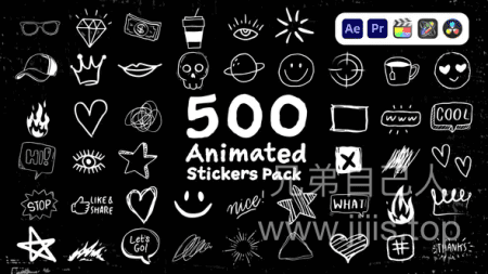 图片[1]-AE模板-500个卡通动画爆炸涂鸦预设 Animated Stickers Pack-兄弟自己人