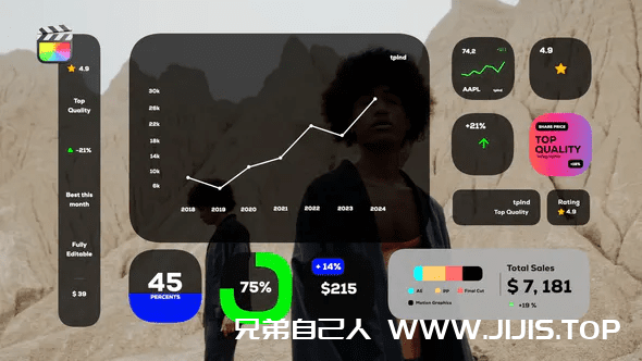 FCPX发生器-11个现代企业公司年报信息汇报财务数据图形表-兄弟自己人