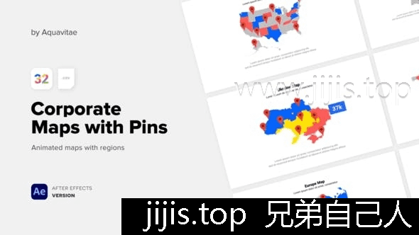 AE数据驱动企业地图模板全球覆盖自定义易操作-兄弟自己人