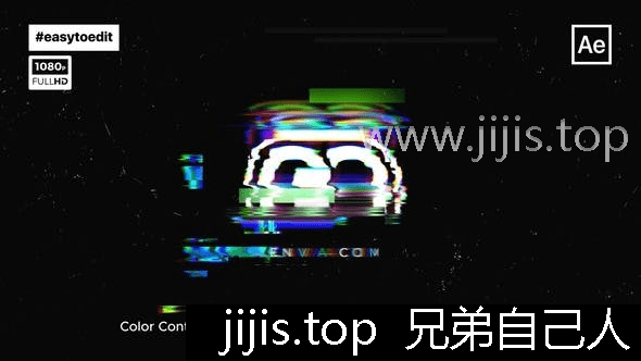 Videohive故障风Logo动画模板高清无插件AE快速制作-兄弟自己人