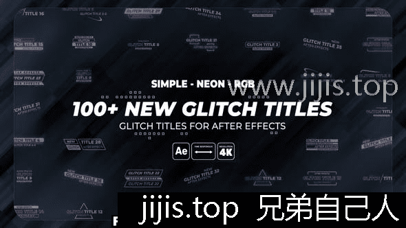 Videohive推出Glitch Titles特效：霓虹RGB控制多场景适用-兄弟自己人