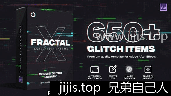 Fractal X Glitch Pack：170过渡效果一键定制视频制作-兄弟自己人